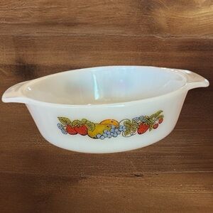 Vintage Milk Glass Fruit Baking Dish